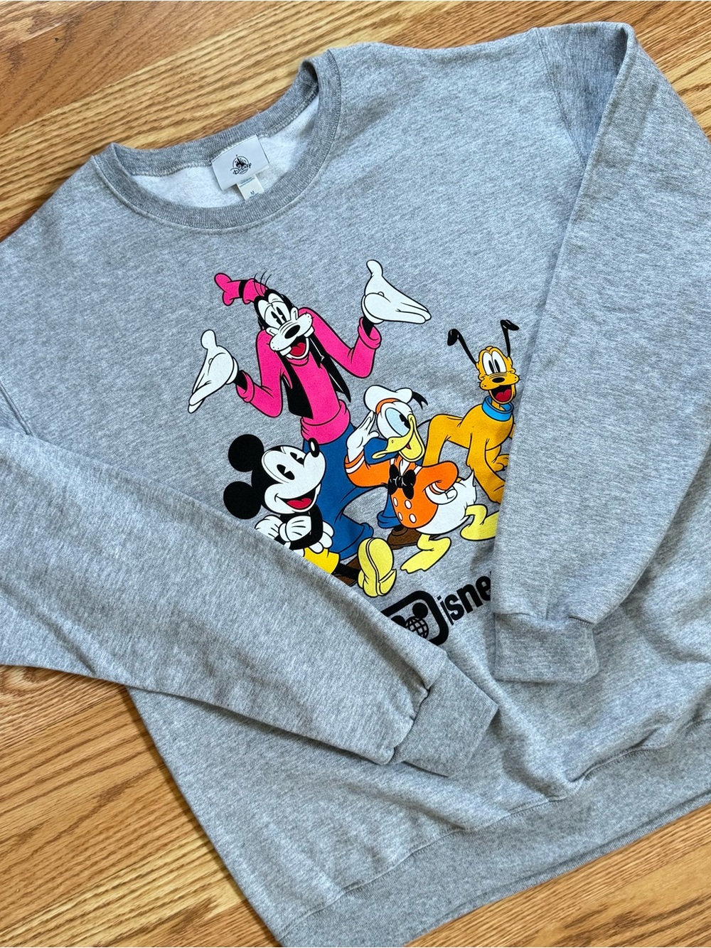 Disney Gray Sweatshirt with Mickey, Goofy, Donald & Pluto Graphic